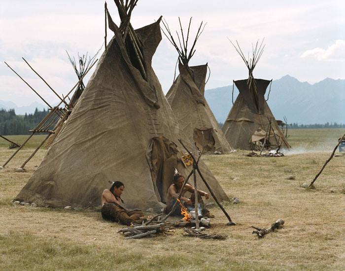 Tepees - mobile tents made of animal skins over wooden poles